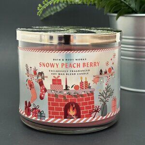 BBW Snowy Peach Berry Bath & Body Works 3 Wick Candle